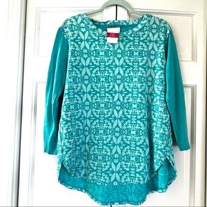 Fresh Produce Island Batik Catalina Raglan Style Top Luna Blue